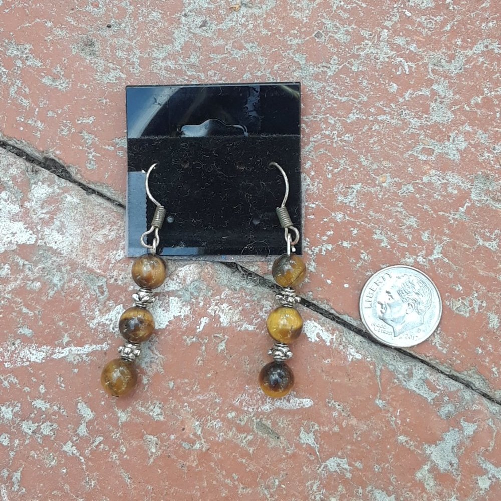 genuine tiger's eye crystal drop earring